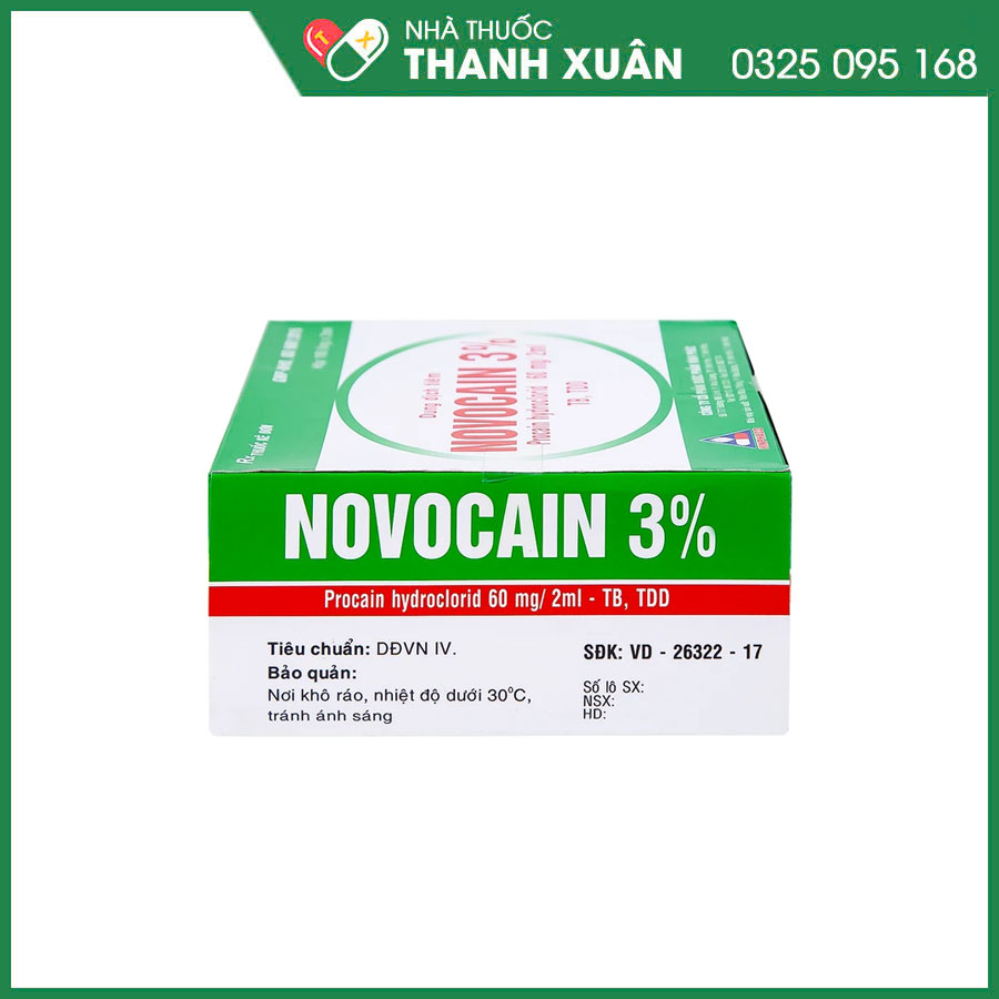 Novocain 3% thuốc gây tê tiêm thấm, gây tê vùng, gây tê tủy sống